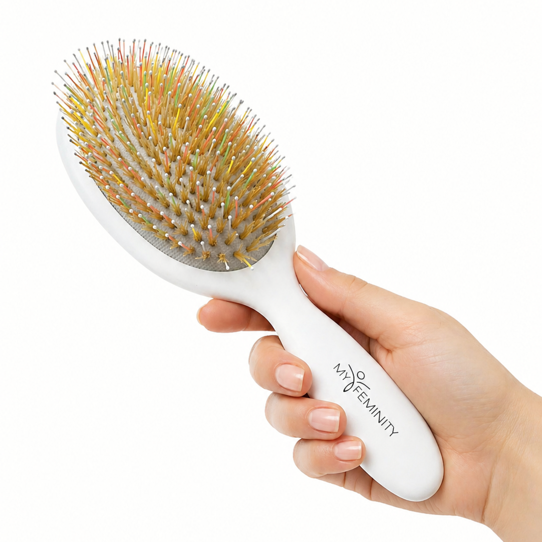 Kartáč na vlasy s přírodními štětinami BÍLÝ (boar type)2